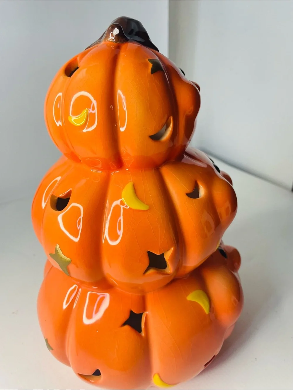 Vintage LongRich Orange Ceramic Stacked Pumpkin Decor - Home Accents